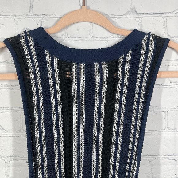 Harlyn Fit and Flare Dress Women’s Medium Navy Blue Sleeveless Open Knit Fit NWT - Picture 13 of 16